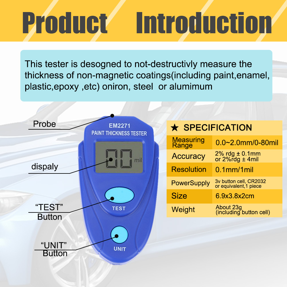 مقياس سمك الطلاء GM200/EM2271، - مراجعة Paint Thickness Gauge وسعره